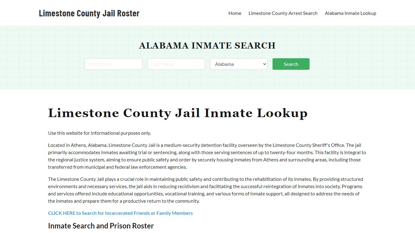 Limestone County Jail Roster Lookup, AL, Inmate Search