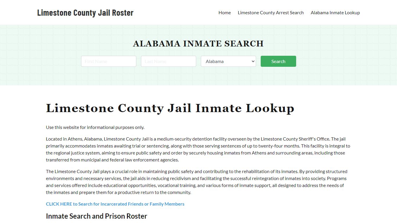 Limestone County Jail Roster Lookup, AL, Inmate Search